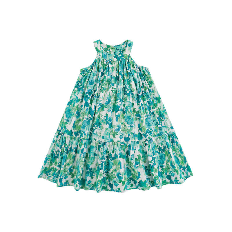 Robe sans manches bébé fille Long coton motif floral