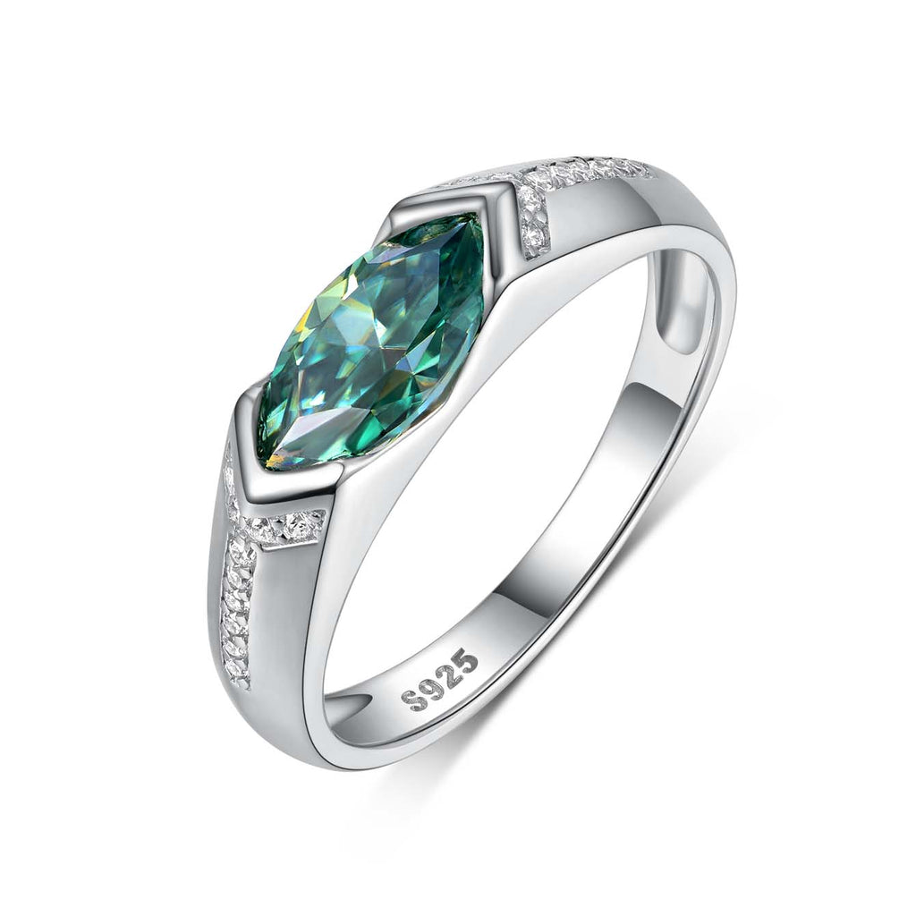 S925 Argent Sterling Marquise 5x10mm Moissanite Anneau D Couleur VVS1 Bande de pave Certifié GRA
