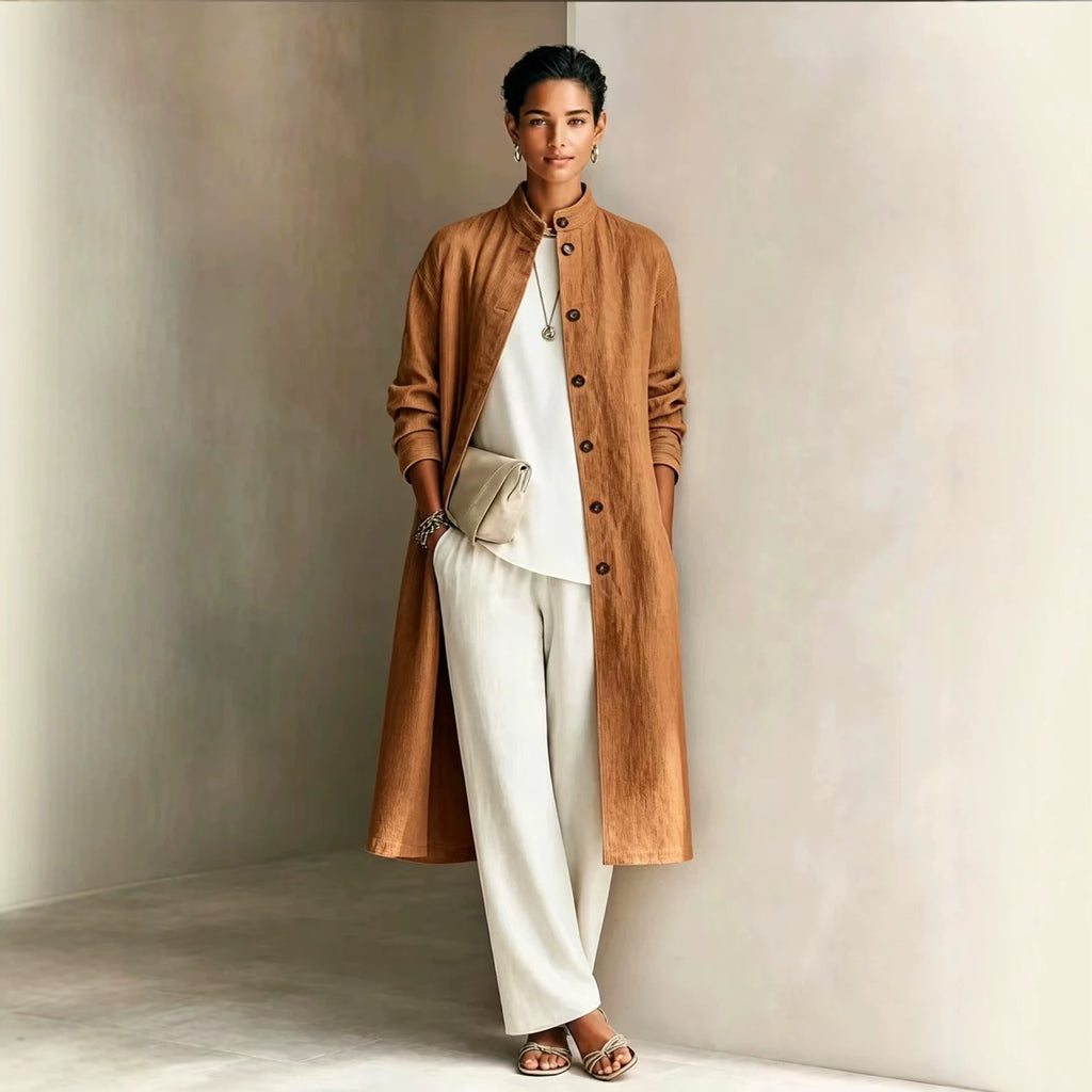 Manteau d'automne de mode en couleur unie
