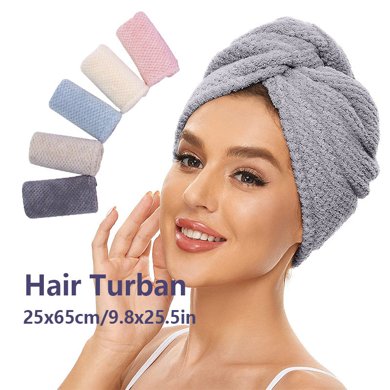 Femmes Coral Fleece Coiffure de séchage Cap Hautement Absorbant Séchage rapide Ananas Serviette de Weave Fo