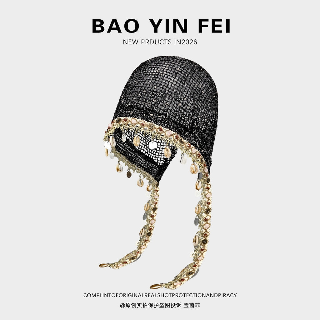 Chapeau en cuir pour femmes en forme de coquille