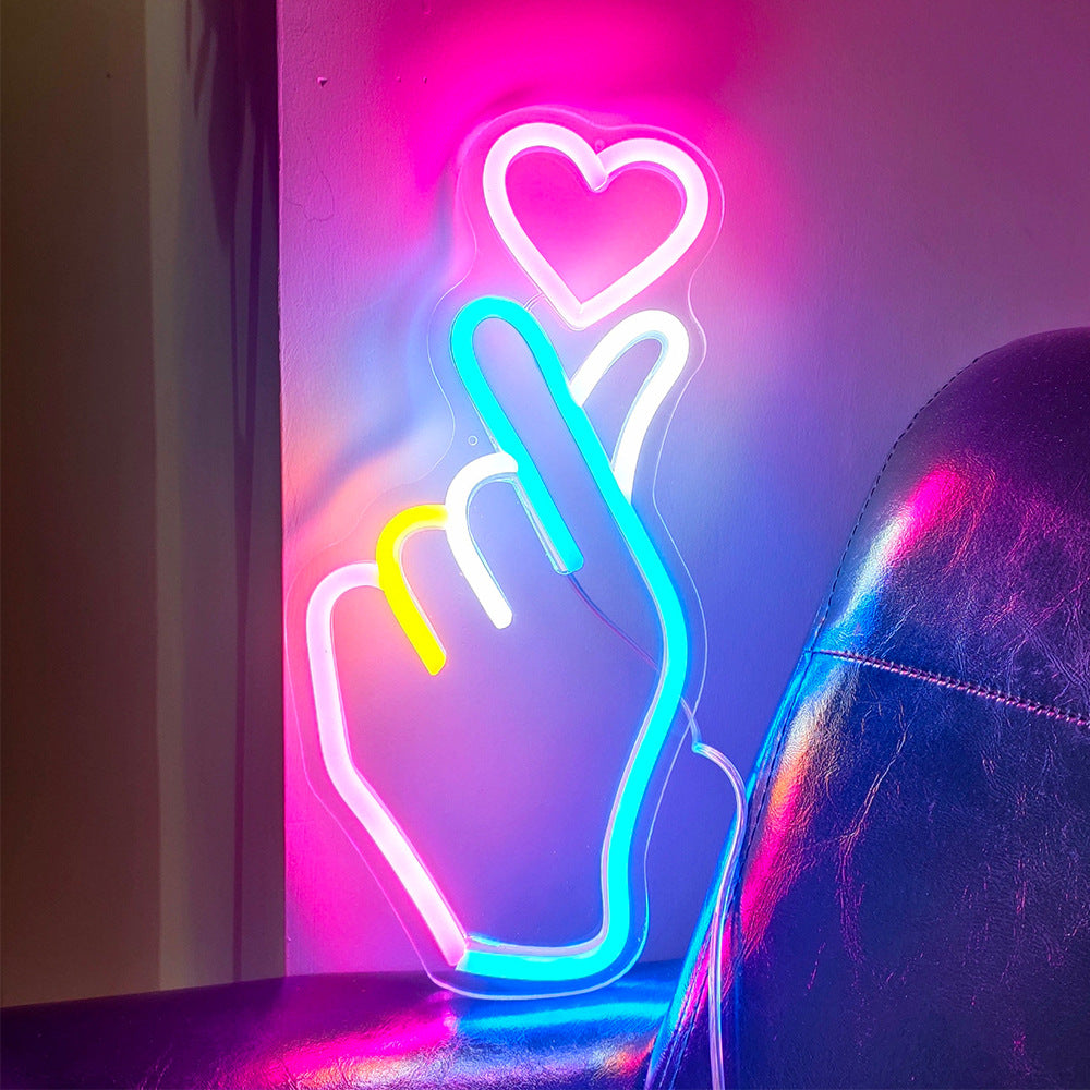 Lampes décoratives acryliques en forme de cœur Neon pour les intérieurs du centre commercial et du bar