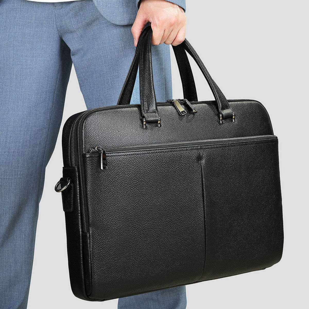 Sac à main homme mallette horizontale Grande capacité Premier couche Cowhide 17 pouces sac d'ordinateur