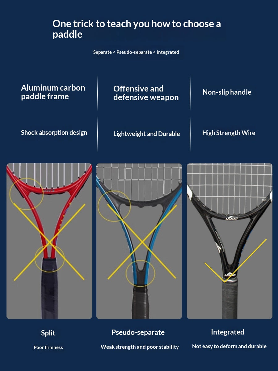 Raquettes de tennis Carbone et fibre de carbone intégré Super lumière simple et double Raquettes