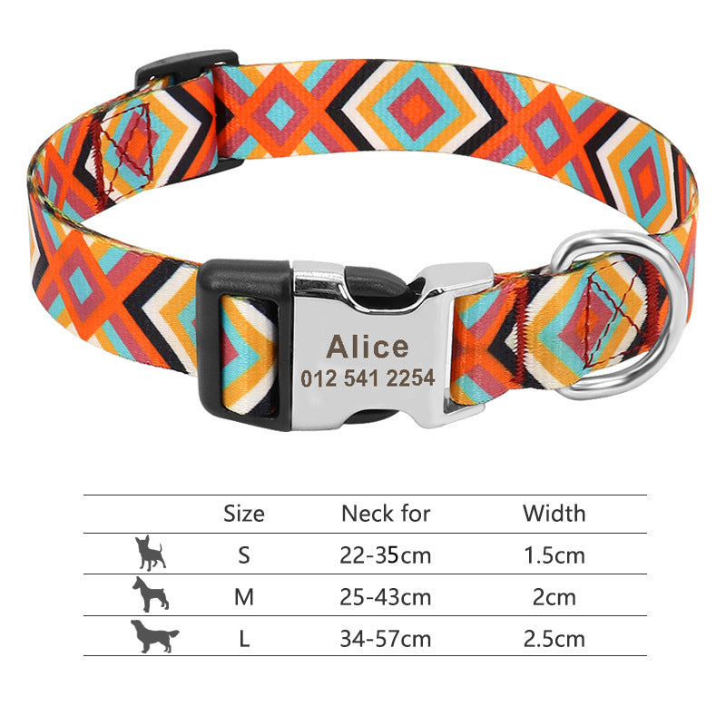Collier de chien réglable en nylon Chiens personnalisés