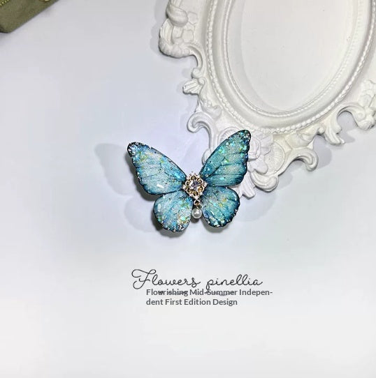Bleu clair Aqua Butterfly Cheveux pétillants Petit bec de canard Clip