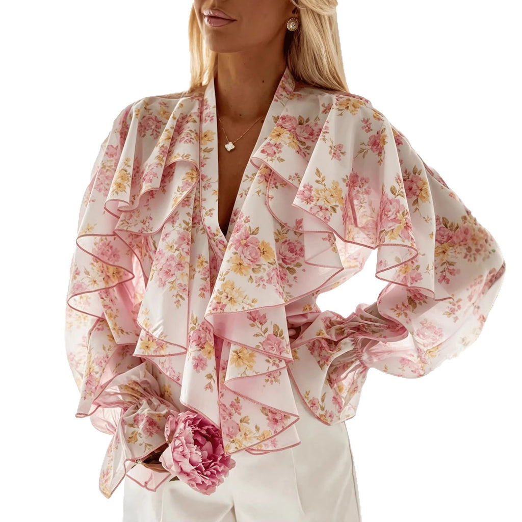 Chiffon volant Blouse Femmes Casual Top