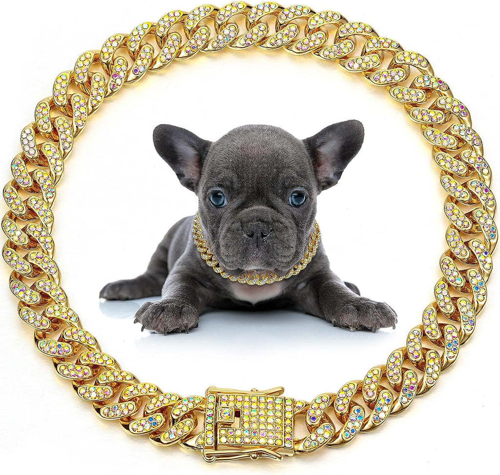 Collier de chien en métal chaîne de chat animal collier en cristal Accessoires pour petit moyen grand