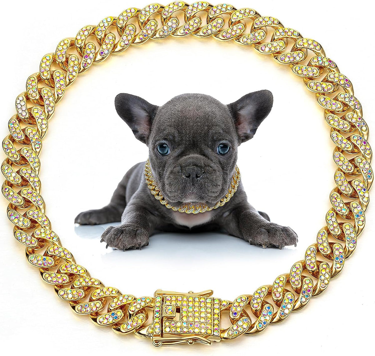 Collier de chien en métal chaîne de chat animal collier en cristal Accessoires pour petit moyen grand