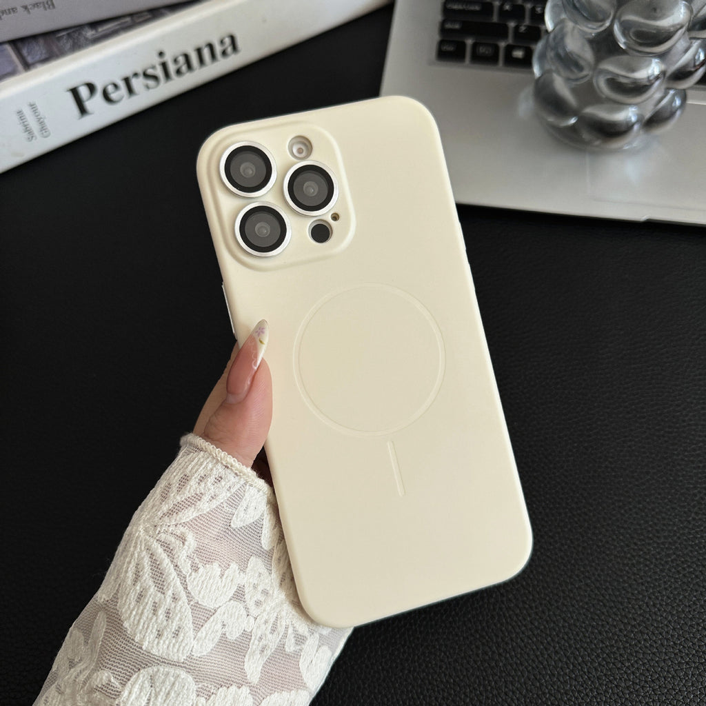 Boîtier de téléphone magnétique en silicone liquide de couleur solide