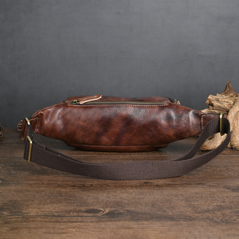 Sac de poitrine en cuir véritable rétro casual