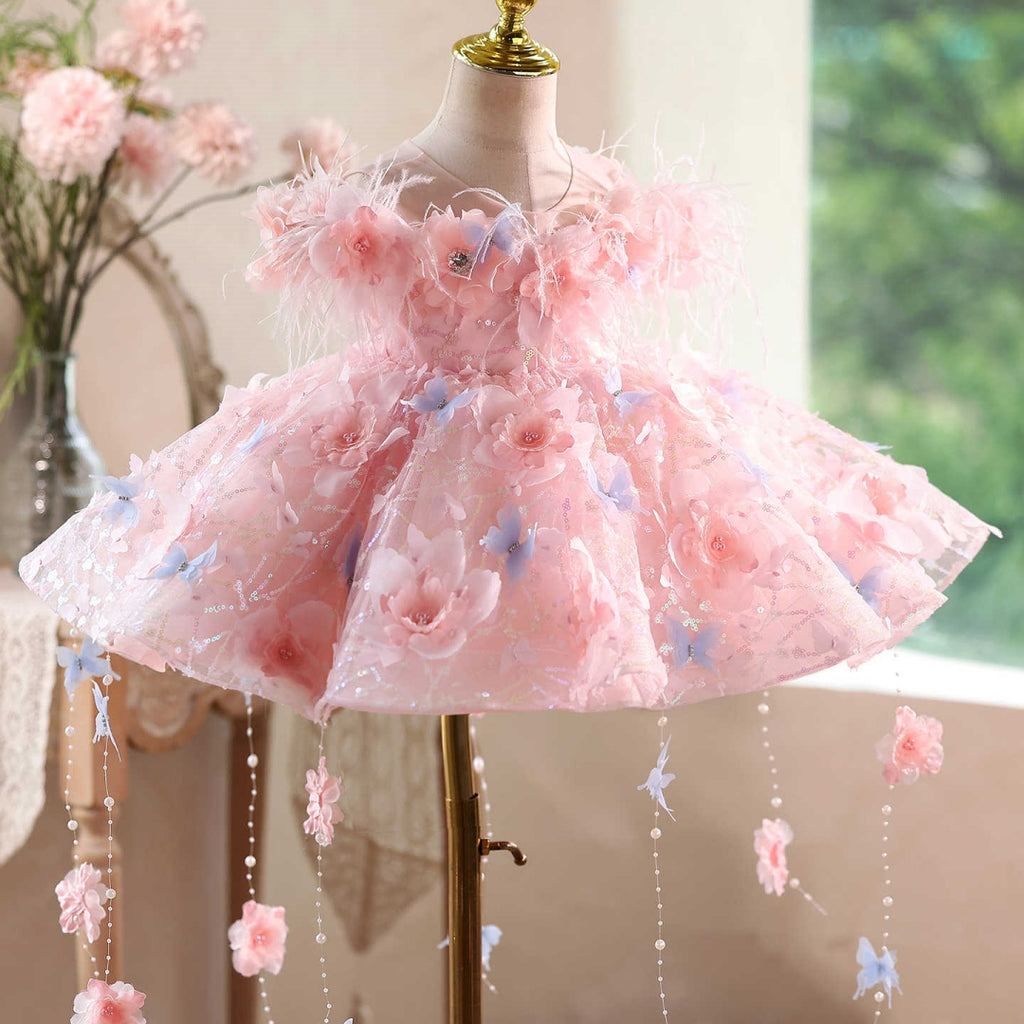 Robe de puffe florale ultra-tulle pour filles
