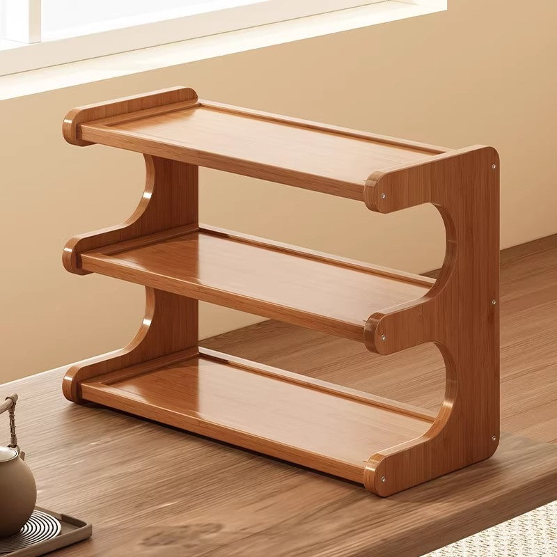 Bureau Bogu plateau Mini multi-tier Bamboo Ensemble d'affichage rack de stockage Organisateur pour thé C