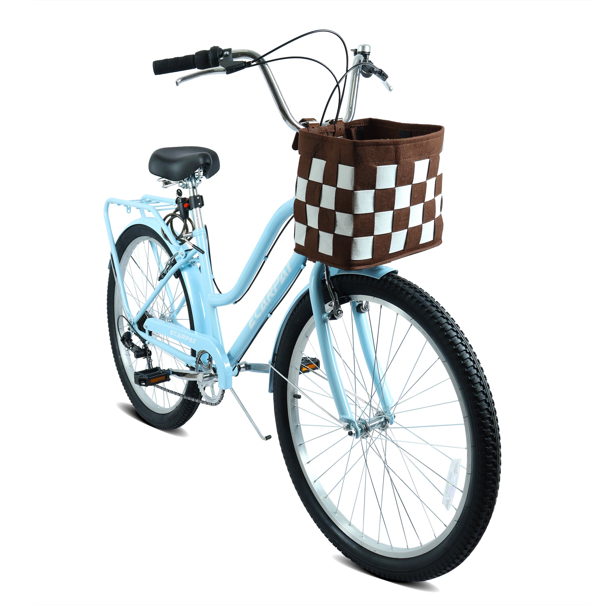 26 pouces vélo de navette de ville à 7 vitesses avec serrure et panier amovible Cadre en acier haute sensibilité