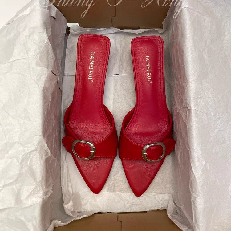 Femmes Sexy Stiletto pointu bouche de poisson une-sangle diapositives