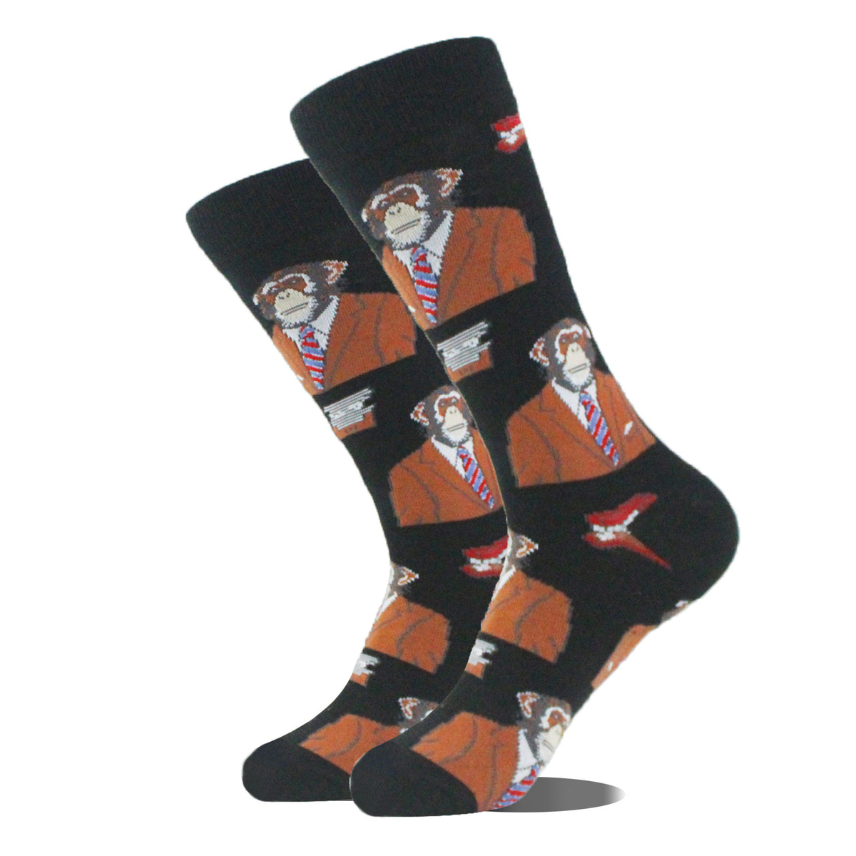Peinture à l'huile rétro cartoon animal homme Chaussettes mi-calf