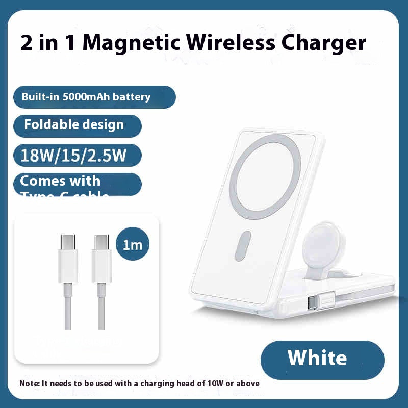 Compact and Portable Ultra-Thin Wireless Watch Two-in-One Magnetic Power Bank