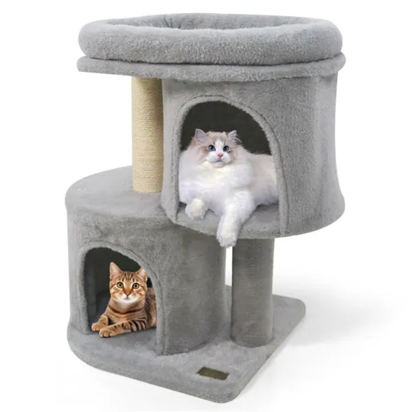 Arbre de chat compact de 26" avec 2 condos et postes de scratching sisal