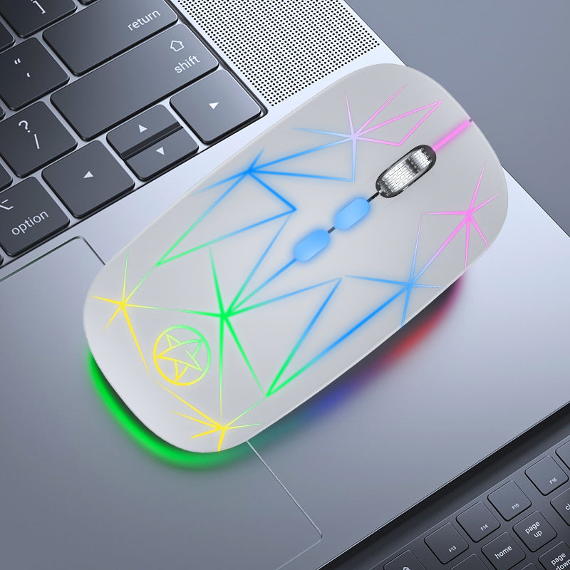 Bluetooth Mouse sans fil Double mode de charge lumineuse de bureau 5 clés métal Roller