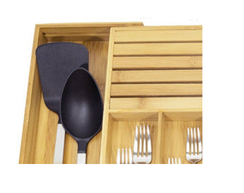 Bamboo Rétractable Rétractable Conteneur Ustensiles de table Pumping Lager avec couteau à pince
