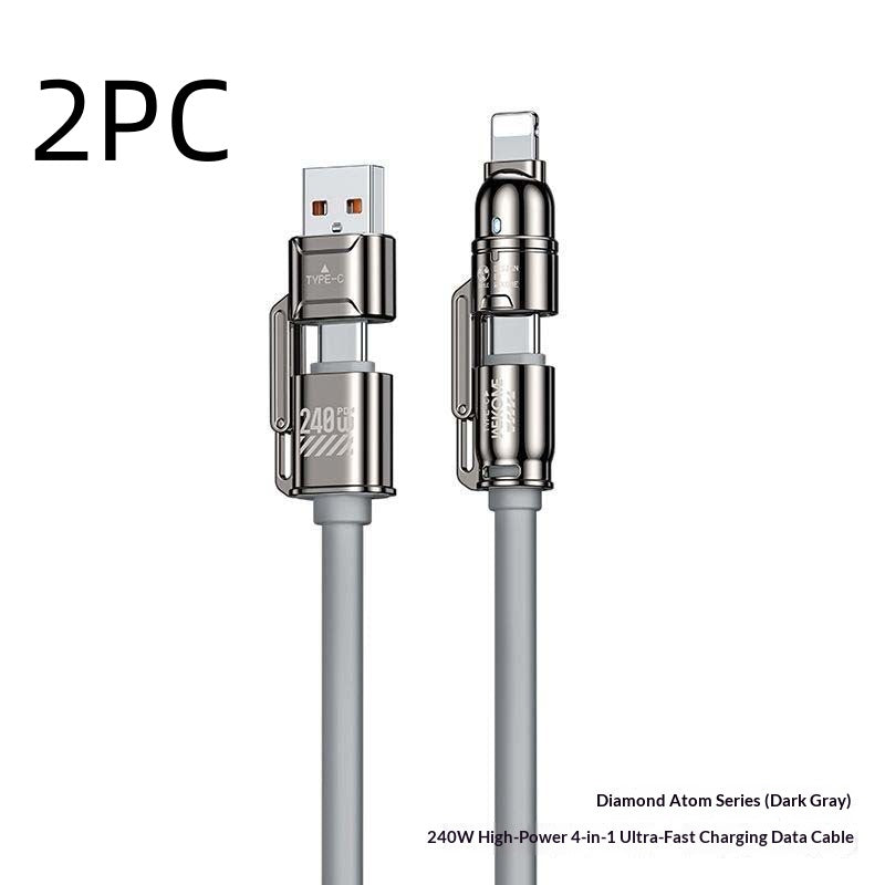 Double câble de données de type C 240W quatre en un