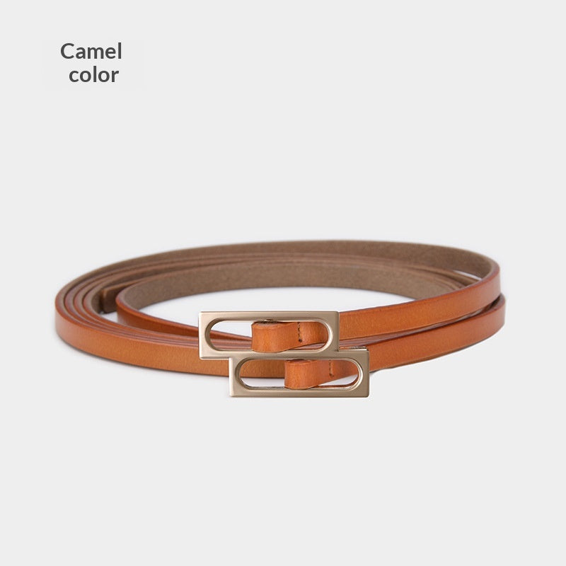 Ceinture en cuir casual rétro pour femmes avec double boucle