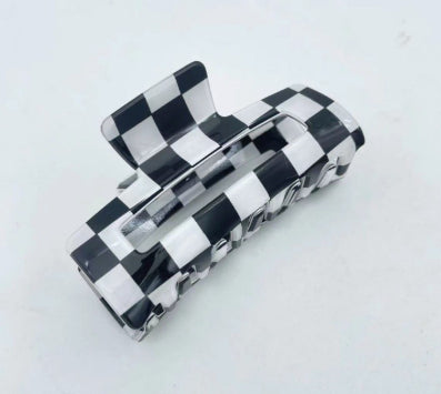 Couleur Acétate Checkerboard Grab Clip Net Red Temperament