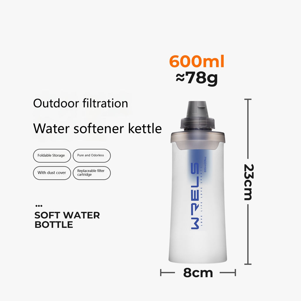 Soft water bottle for portable water purifier