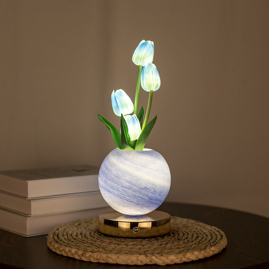 Decorative LED Table Lamp Tulip Planet Night Light Room