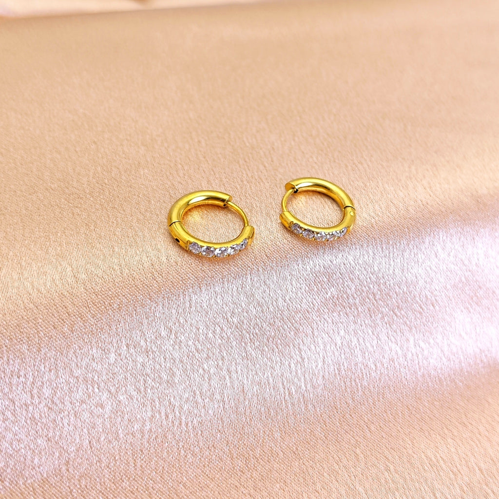 Boucles d'oreilles en acier inoxydable avec Zircon Accents