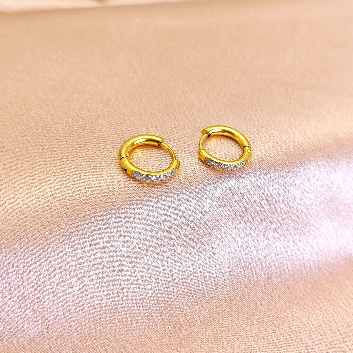 Boucles d'oreilles en acier inoxydable avec Zircon Accents
