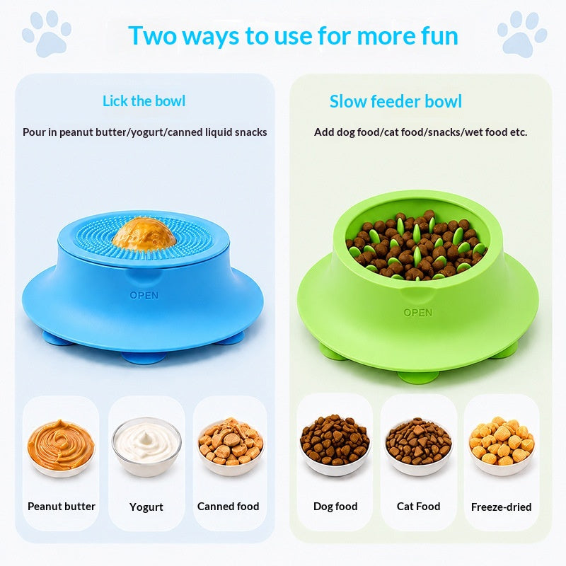 Nourriture humide Bol à alimentation lente pour chats et chiens Silicone avec coupe d'aspiration