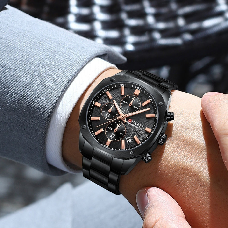 Montre homme d'affaires étanche à six mains avec un calendrier