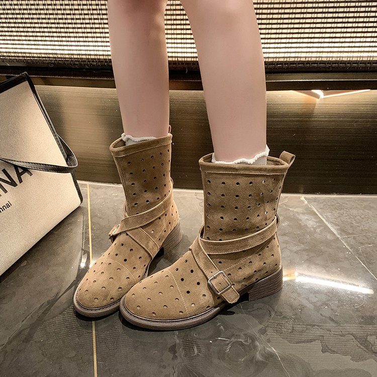 Retro Style Suede Western Cowboy Bottes pour femmes