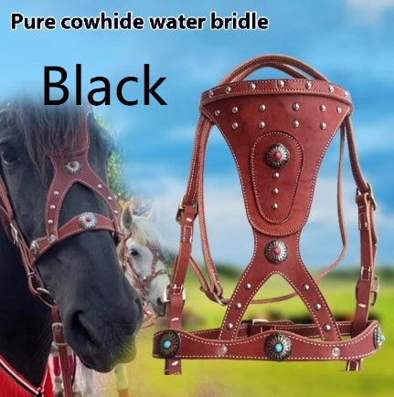 Cheval Halter Pure Cowhide Équipement Dragon Couverture métal Buckle Élégant