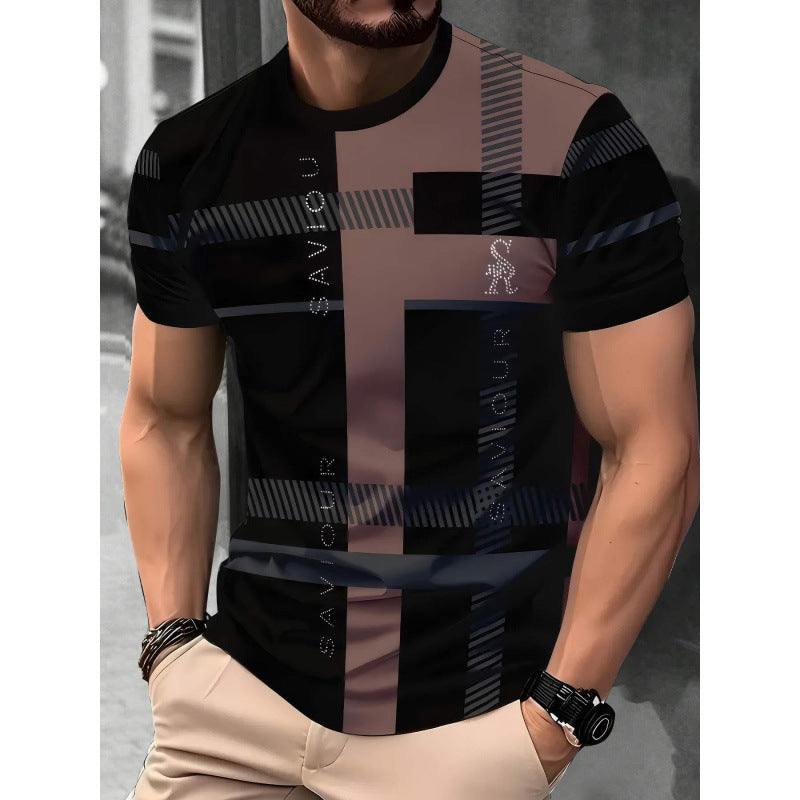 T-shirt homme à manches courtes Business Casual Series Impression numérique 3D