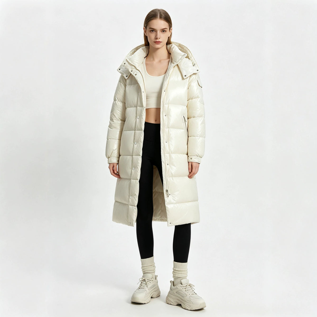 Manteau de coton rembourré à longues capuches