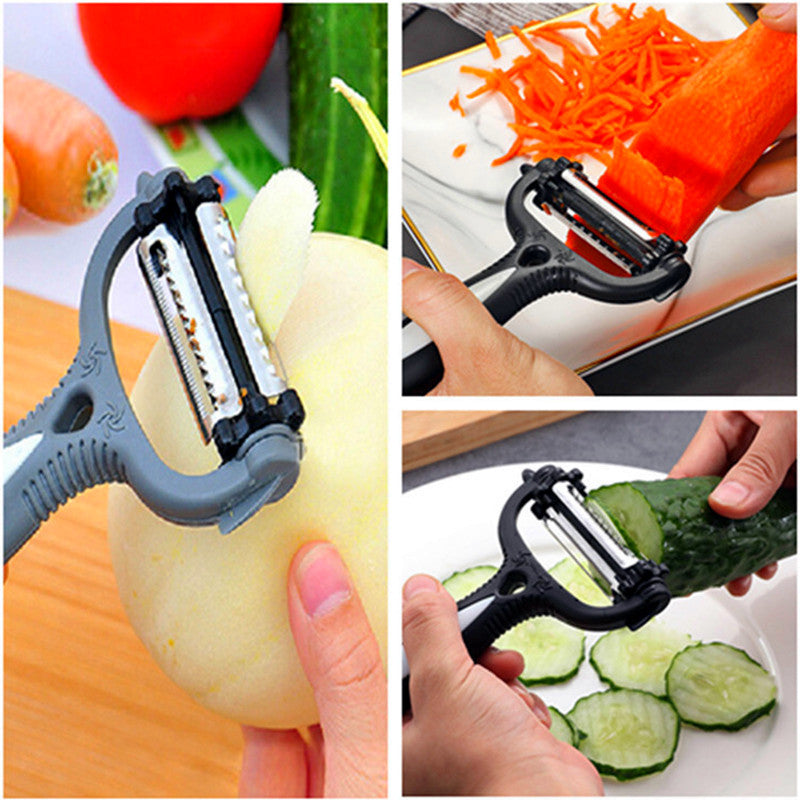 3-en-1 Rotary Vegetable Peeler Julienne Slicer Outil de cuisine Acier inoxydable Fruit Peeler