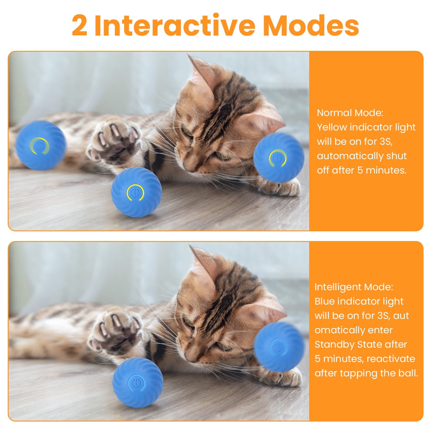 Jouets de chat 1Pc Ball rapide Rolling dans la poche Rechargeable Motion activé Jouets de chat interactifs