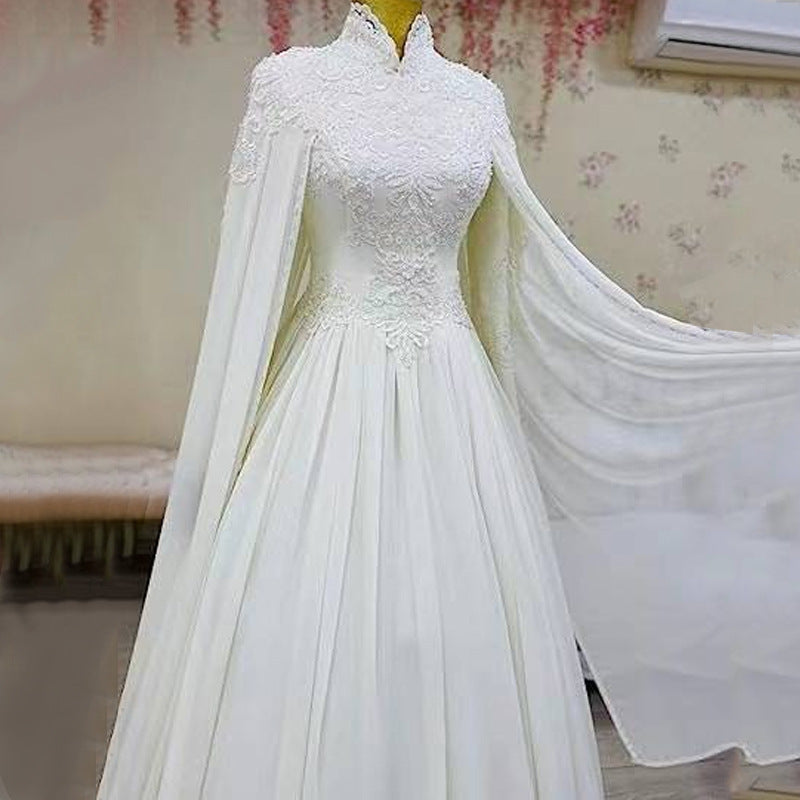 Slim long-sleeved lace mermaid wedding dress