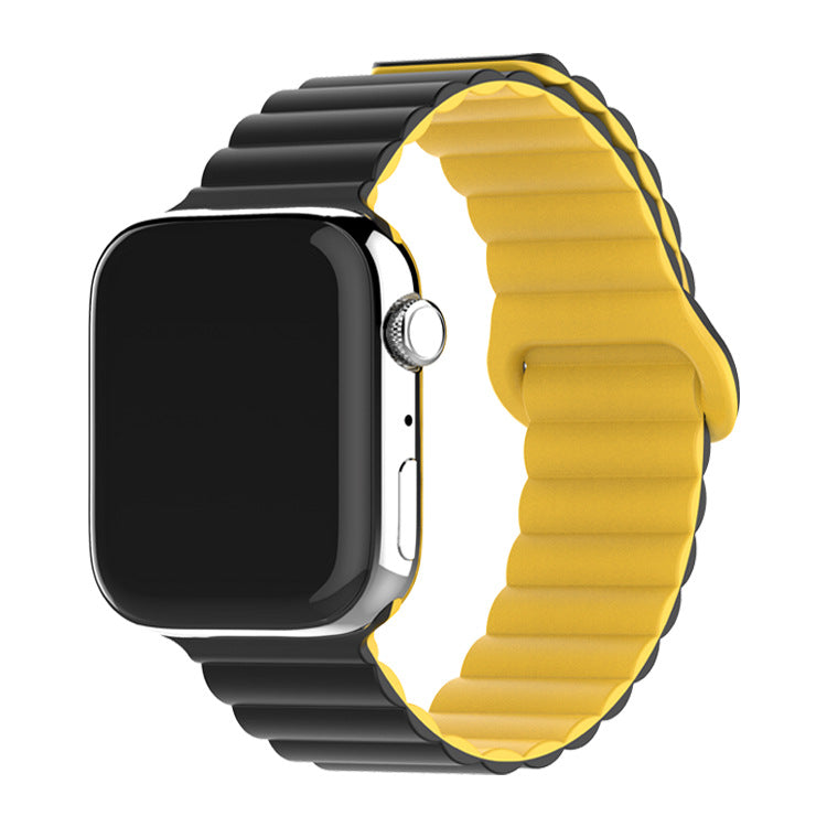 Bracelet de montre à boucle magnétique en silicone bicolore