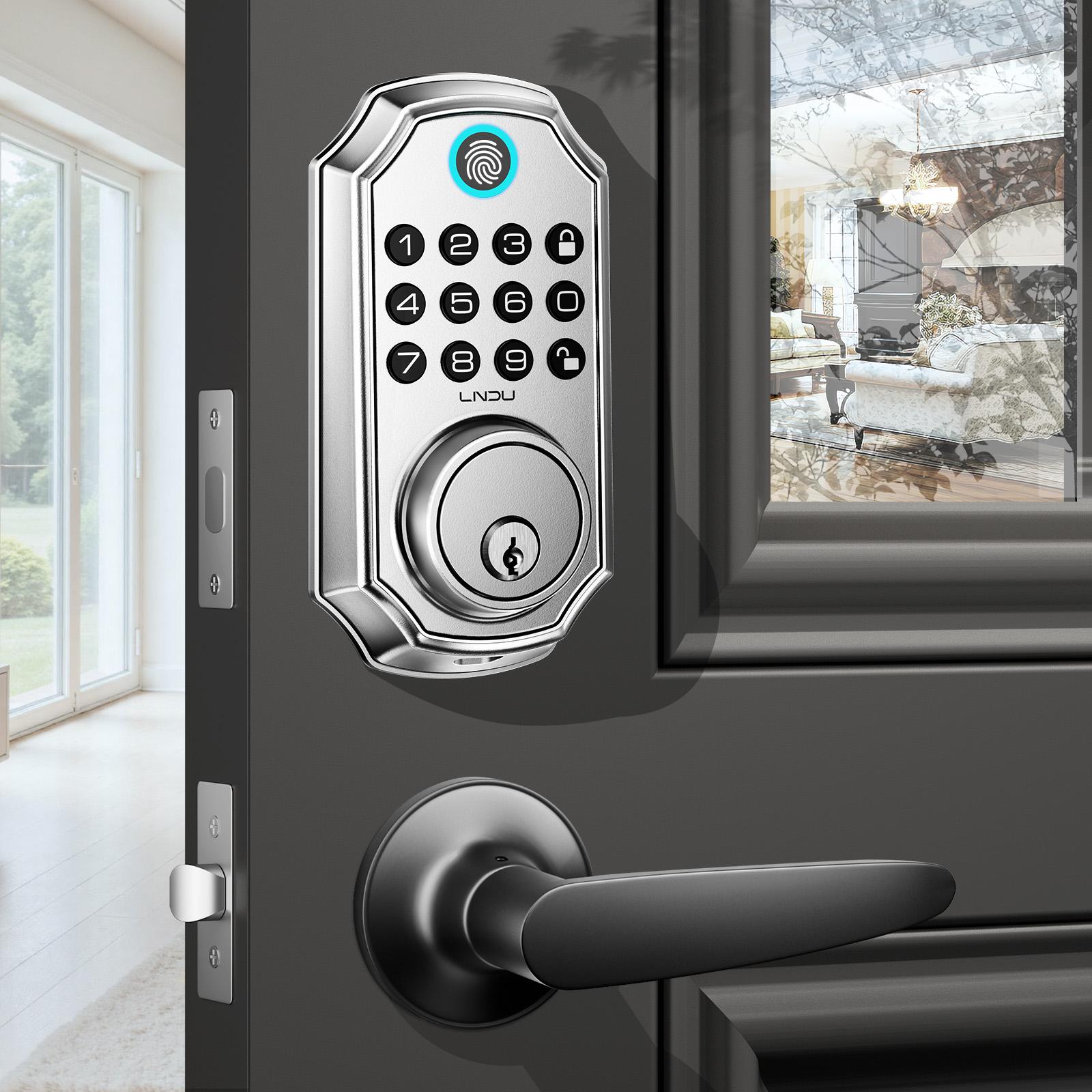 Verrouillage de porte d'entrée sans clé avec poignée de verrouillage avant contrôlé par l'application avec clavier automatique-Lo