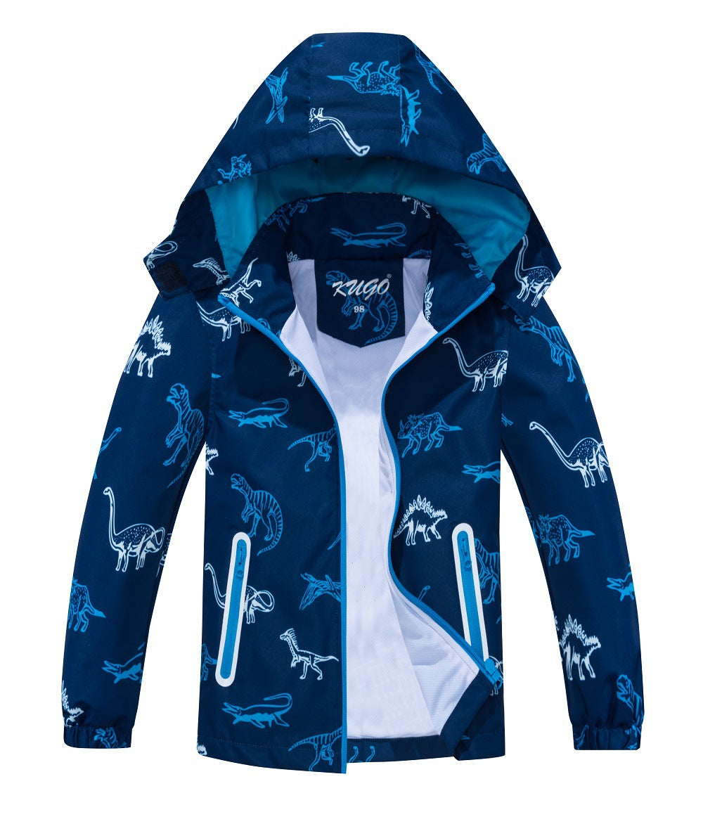 Springautumn Nouveau-arrivé Dinosaur-print Gradient-color Zip-up Hoodie pour les garçons et les filles