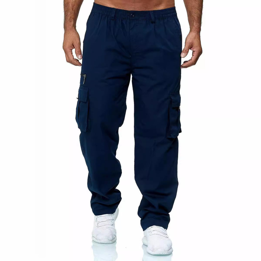 Pantalons de fitness pour homme EBay Casual Multi-Pocket Loose Straight Pantalons de fitness