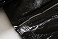 Veste noire en cuir brillant PU courte moto en cuir Veste femme