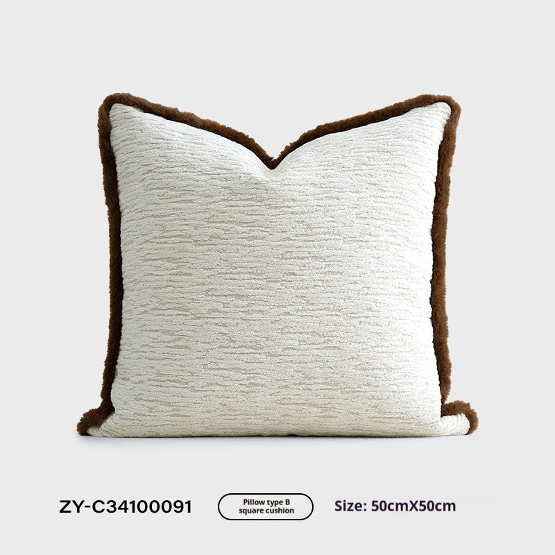 Oreiller retro beige-brun avec Coussin en lin de coton