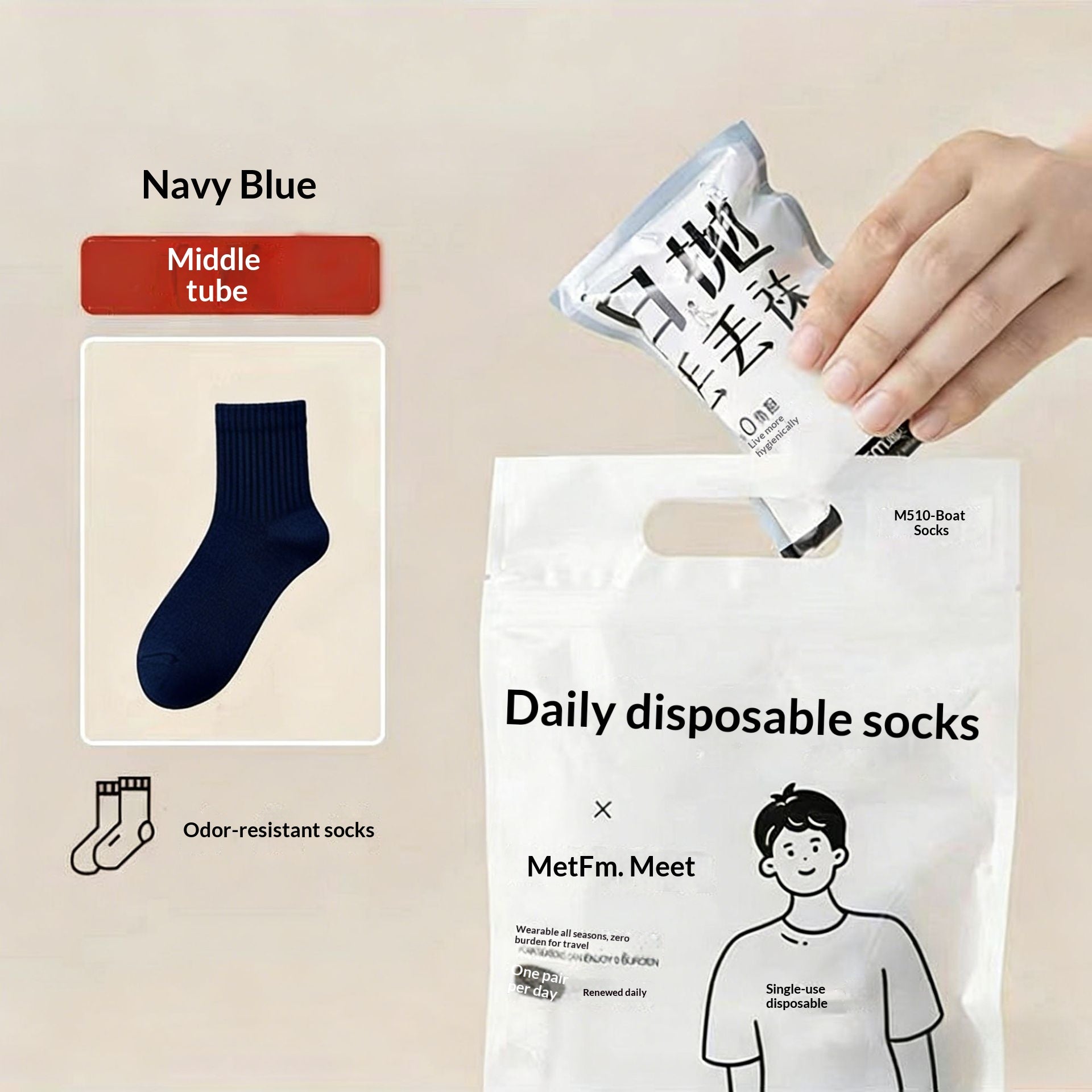 Chaussettes de sport de longueur moyenne, adaptées aux voyages