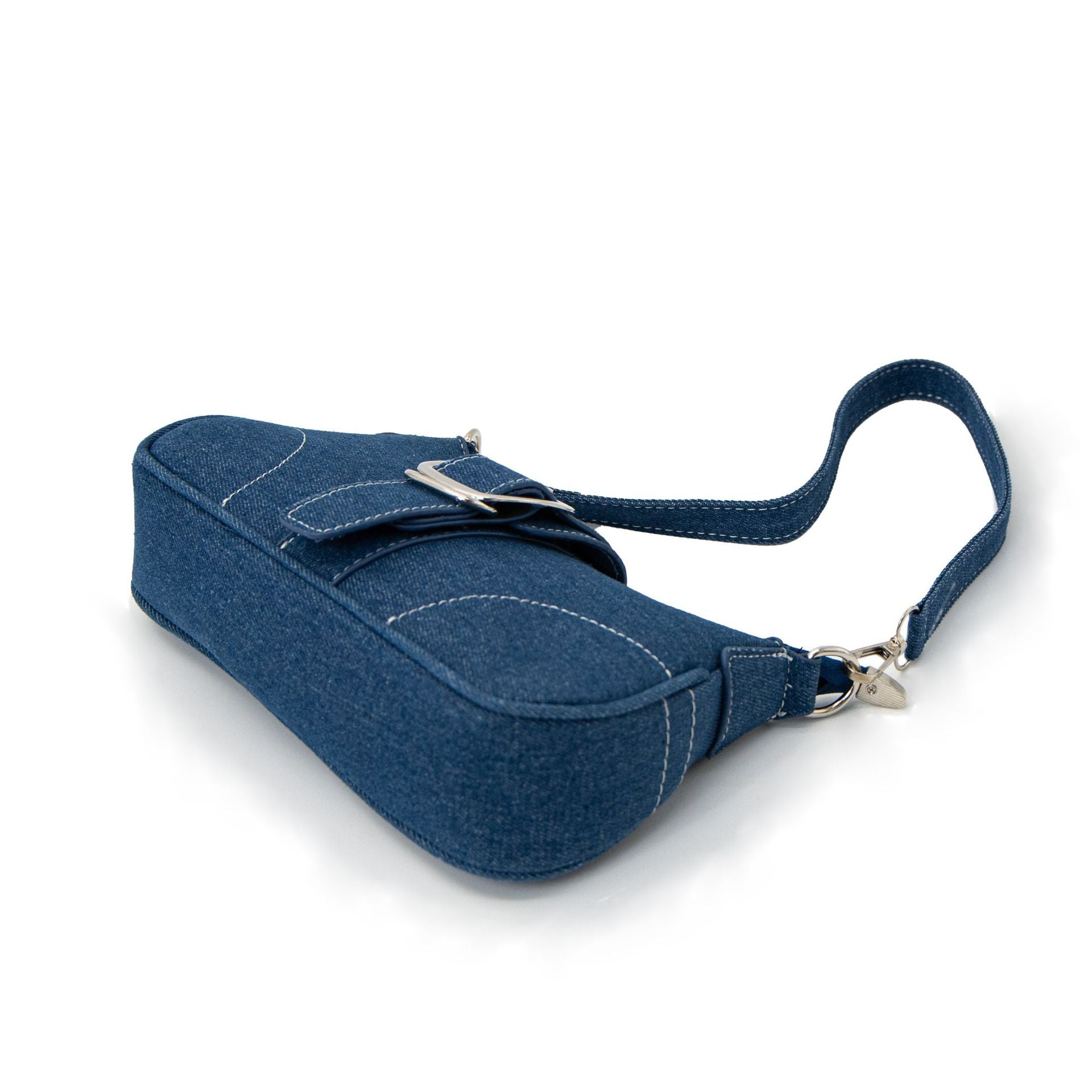 Sac à sous-bras en denim monocolore pour femmes
