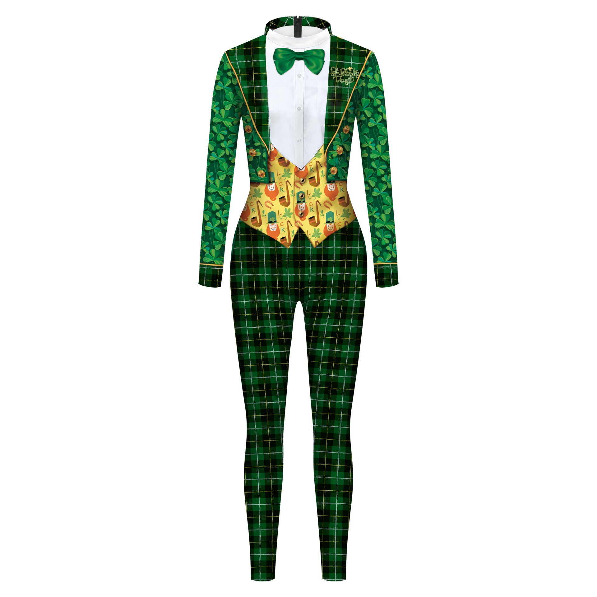 St. Patrick's Day Green Bow Digital Print Performance Robe