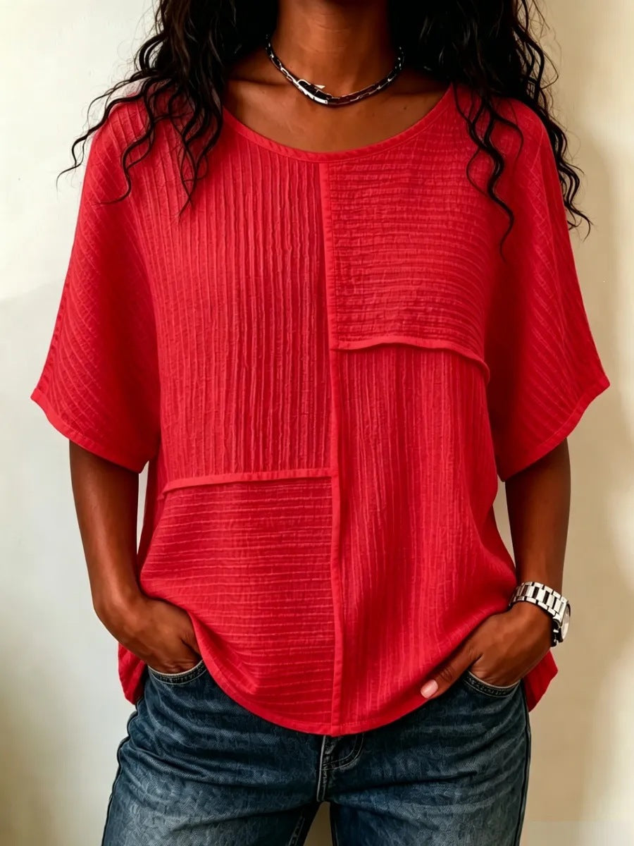 Femmes Casual Patchwork Haut à manches courtes
